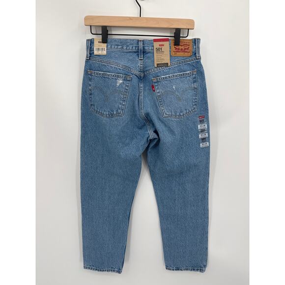 Levi’s 501 Original Cropped Distressed Jeans Button Fly NWT Size 29x26 - Picture 4 of 8